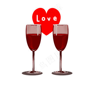 双十一暖色系卡通手绘风红酒高脚,免抠元素