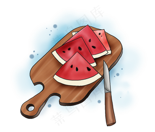手绘夏季水果西瓜