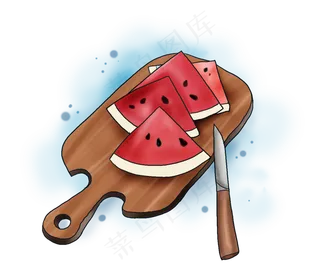 手绘夏季水果西瓜