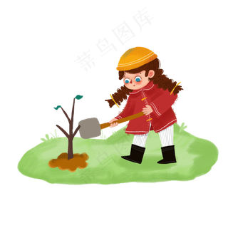 植树的可爱小女生