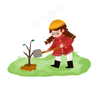 植树的可爱小女生