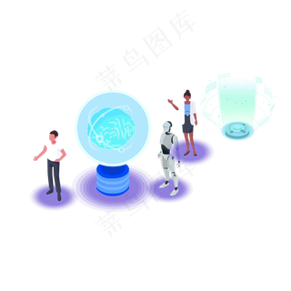 2.5D网络机器人技术场景,免抠元素