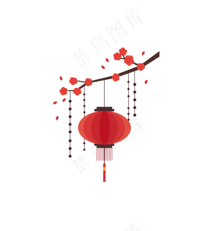 矢量手绘卡通灯笼梅花,免抠元素(4167*4479px)ai矢量模版下载