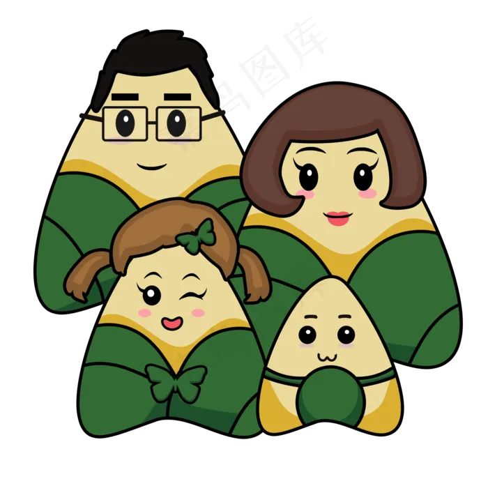 粽子家族png素材(2000X2000(DPI:300))psd模版下载