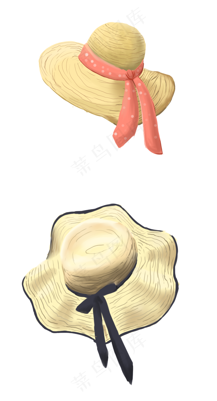 手绘帽子装饰素材(2523X4664(DPI:300))psd模版下载