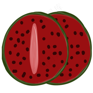 切开的两个西瓜水果