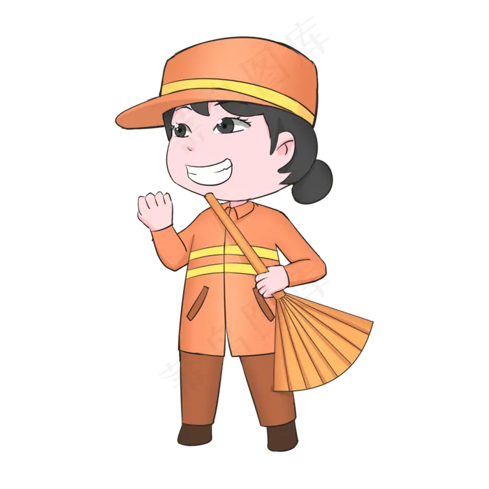 卡通劳动节扁平系职业人物之保洁(2000X2000(DPI:300))psd模版下载