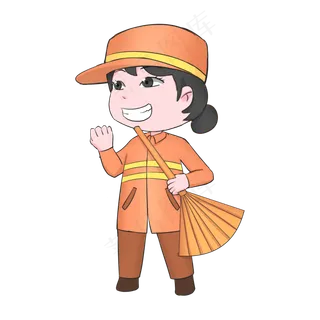 卡通劳动节扁平系职业人物之保洁
