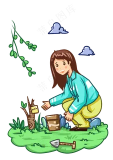 植树节小女孩和树木 植树节小女孩和树木