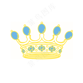 卡通手绘皇冠简约荣誉蓝宝石皇冠,免抠元素