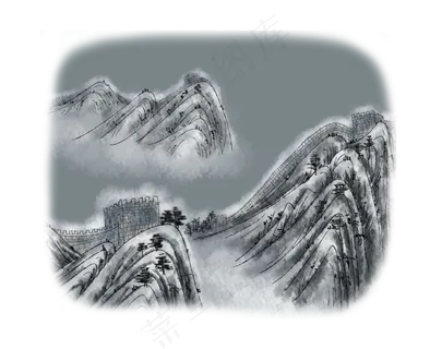 中国万里长城冬雪景写实地标