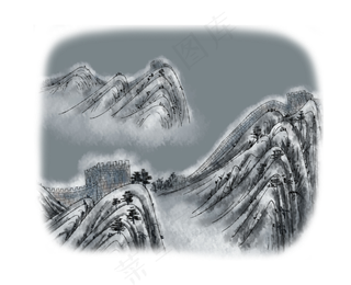 中国万里长城冬雪景写实地标