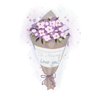 花束3.8妇女节快乐鲜花紫色PNG,免抠元素