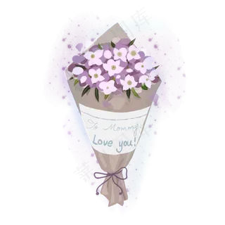 花束3.8妇女节快乐鲜花紫色PNG,免抠元素