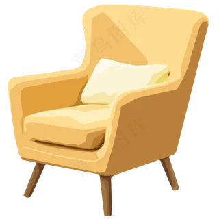 米色单人沙发简约,免抠元素