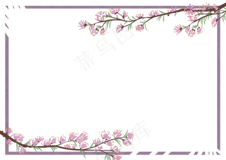 古风粉色花枝边框