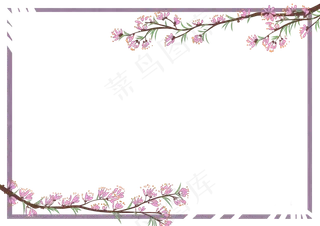 古风粉色花枝边框