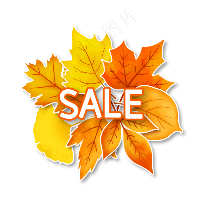 秋季树叶促销标签