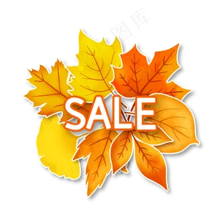 秋季树叶促销标签
