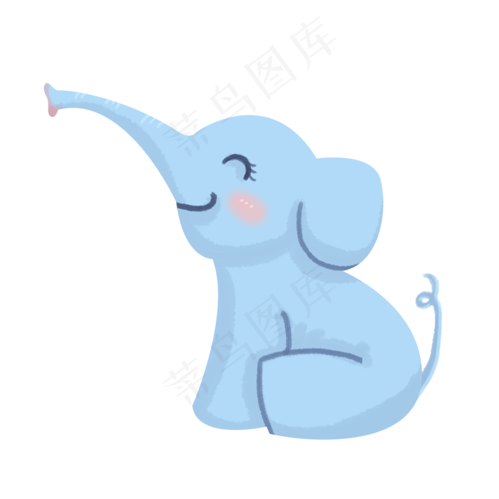 大象可爱卡通手绘插画psd
