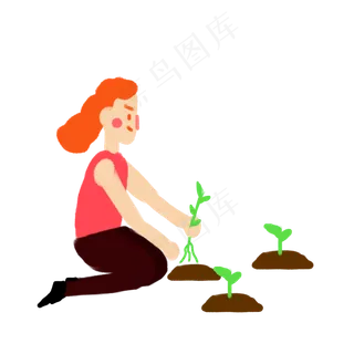 植树节女孩子植树种树