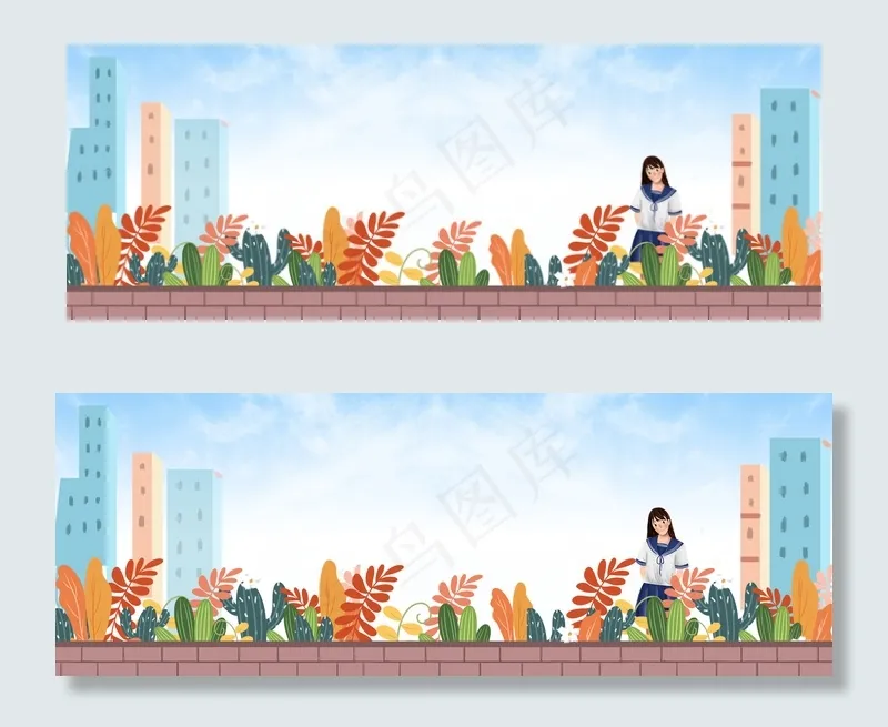 立秋学校学生手绘banner(1920*700px 	       )psd模版下载
