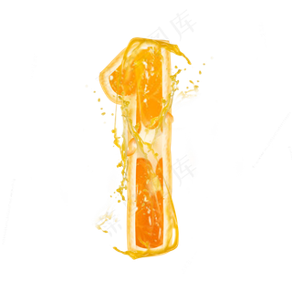 橙子橙汁橙色PSD数字1