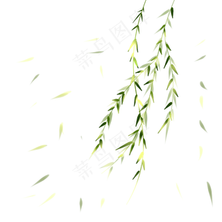 柳叶飘春风吹手绘装饰图案