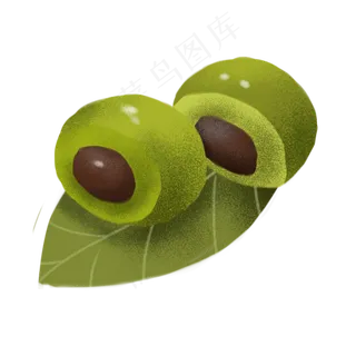 青团绿色豆沙板绘清新可爱元素,免抠元素