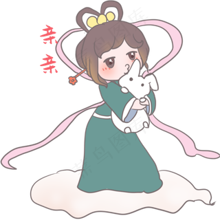 嫦娥亲兔兔表情包,免抠元素