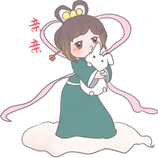 嫦娥亲兔兔表情包,免抠元素