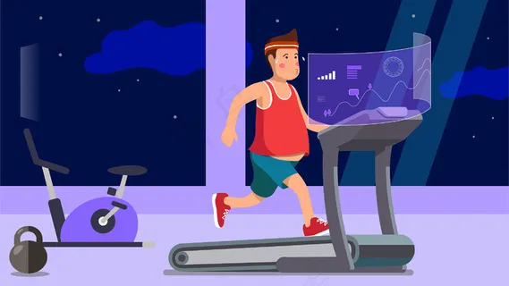 智能跑步机上的小胖哥 智能跑步机上的小胖哥