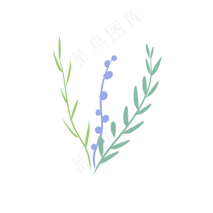 清新手绘水彩植物叶子图案素材(3000X3000(DPI:300))psd模版下载