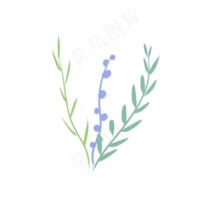 清新手绘水彩植物叶子图案素材(3000X3000(DPI:300))psd模版下载