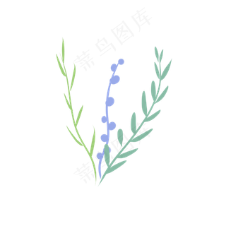 清新手绘水彩植物叶子图案素材