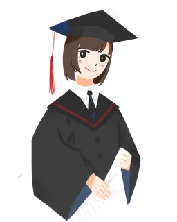 毕业季穿学士服的女孩卡通毕业照 毕业季穿学士服的女孩卡通毕业照
