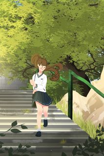 夏天活力跑步女孩