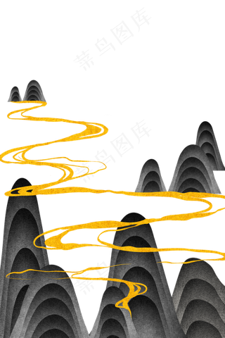 国潮风山水花纹