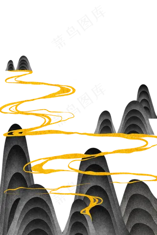 国潮风山水花纹