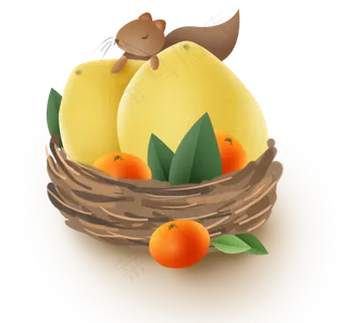 水果上的小松鼠