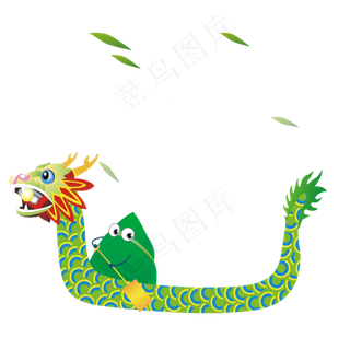 端午节划龙舟卡通矢量图