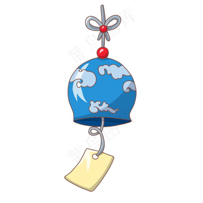 手绘蓝色风铃插画