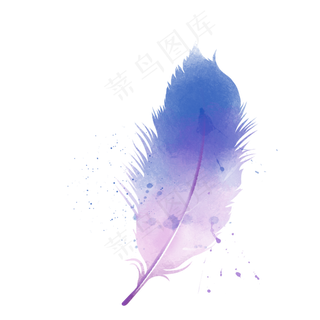 梦幻水彩轻柔渐变羽毛,免抠元素