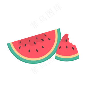 夏季暑假扁平手绘西瓜矢量,免抠元素