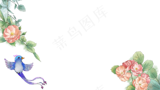 凤尾鹦鹉玫瑰工笔花鸟复古国风装,免抠元素