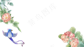 凤尾鹦鹉玫瑰工笔花鸟复古国风装,免抠元素