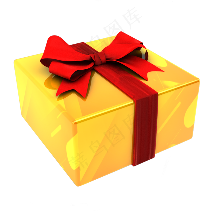 黄色方形圣诞礼物,免抠元素
