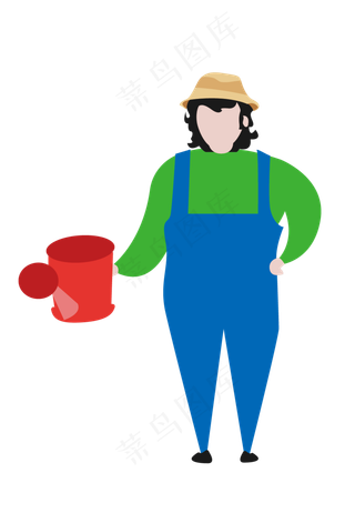 五一劳动节浇水的卡通人物