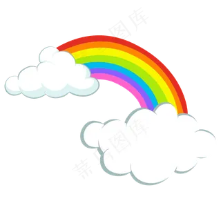 卡通云朵儿童画简约彩虹,免抠元素