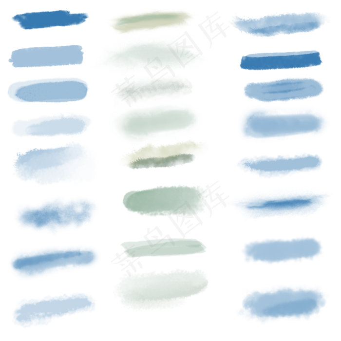 蓝绿色水彩涂鸦笔刷ai矢量模版下载